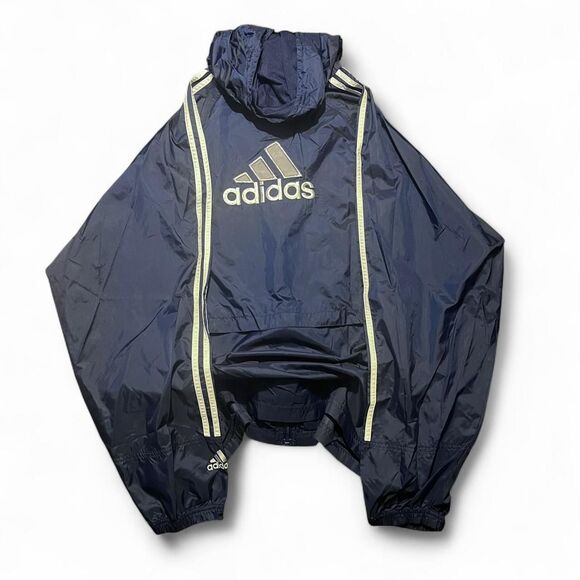 Vintage 90s Adidas Navy Windbreaker Embroidered White Logo Back Hit Sz XXL - Picture 6 of 7